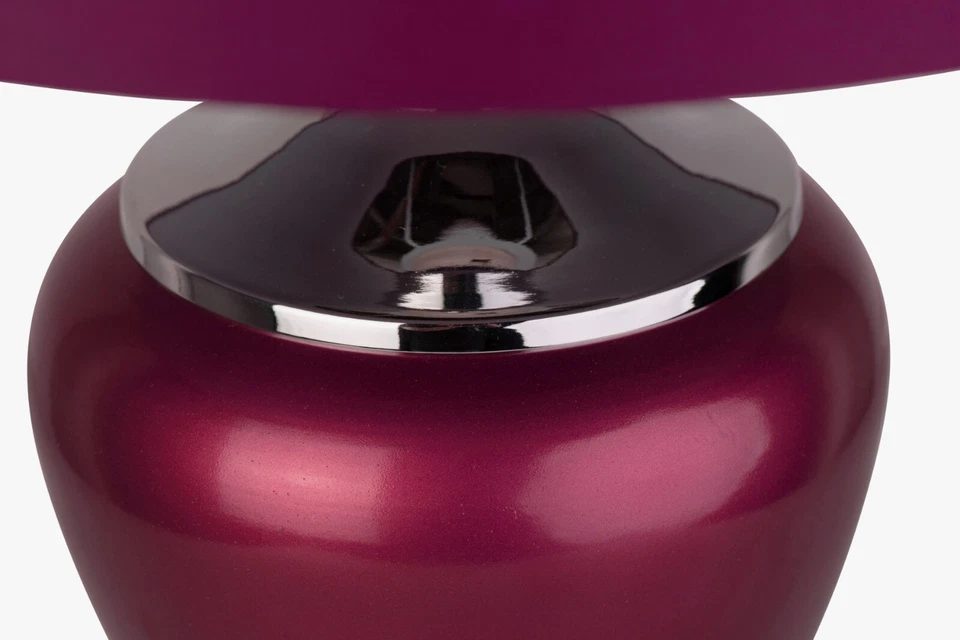 Table Lamp Hepburn Large Ceramic Red Fabric Shade Shiny Red Chrome Finish 58cm - Image 3 of 4