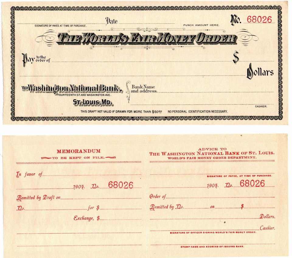 1904 St Louis World's Fair Money Order eBay