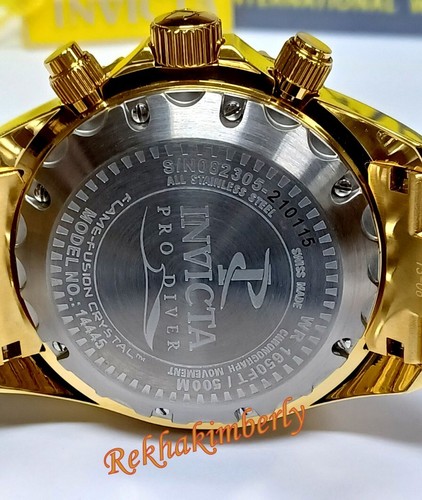Invicta 14445 Pro Diver Men's Watch 47mm Steel Gold and Red Swiss Quartz - Picture 7 of 12