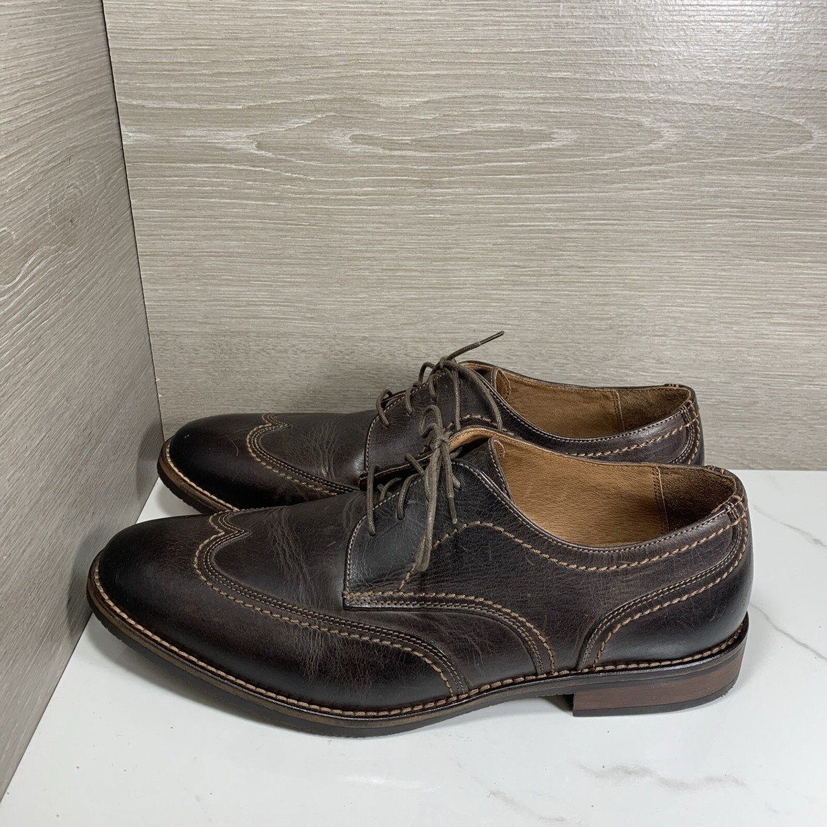 Johnston & Murphy Wingtip Men\'s 9M US Leather Brown Dressy 59-11822 Johnston & Murphy Wingtip Leather Oxford Shoes Size 9 M  main image 3