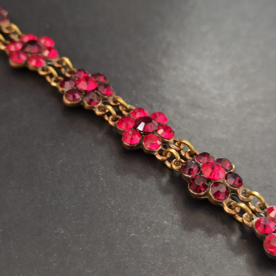 Michal Negrin Chocker Red Maroon Necklace Statement Flowers Cocktail Gothic VTG - Image 2 of 4