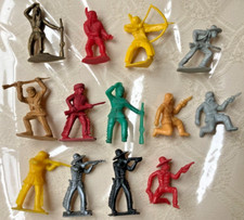 Vintage Tim-Mee Toys Processed Plastic 70mm Cowboys Indians Pioneers - Lot of 13
