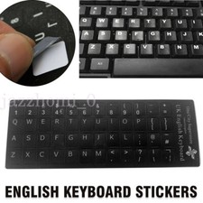 English UK BLACK Stickers with White Letters For laptop,PC,computer, keyboard