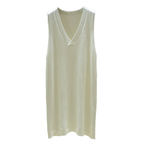 Damen Strick Weste Solide Tank Tops Ripp Saum Midikleid V-Ausschnitt Locker Freizeit - Bild 3 von 22