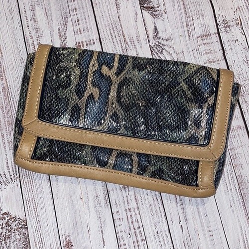 LOFT faux snake skin clutch