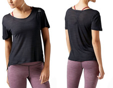 Image of Reebok Women's Black Activchill Slub T-Shirt Size UK Large 36 - 37" Chest