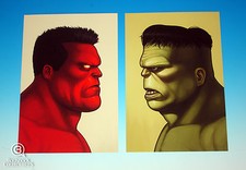 Mondo Hulk & Red Hulk Mike Mitchell set stampa ritratto Marvel raro prova giclée