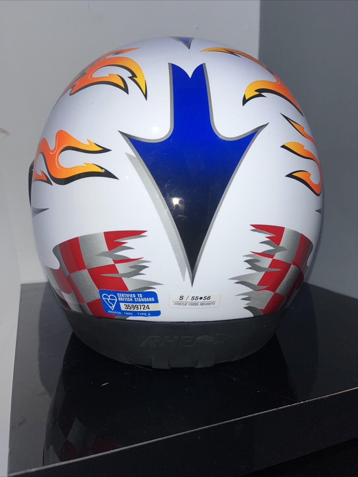 Retro Honda Rheos HRX Full Face helmet (Size Small) (Black White Orange) image 4