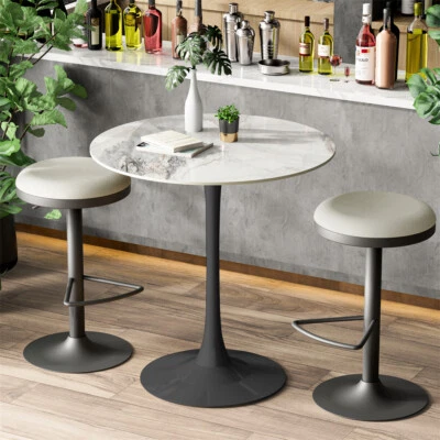 FATIVO Tavolo da bistrot rotondo effetto marmo tavolo in piedi tavolo da bar tavolo da bancone tavolo da cucina oro