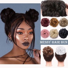 Real Natural Curly Messy Bun Hair Piece Scrunchie Hair Extensions Updo as Human