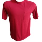 Vintage 1990's Men's Tee Medium RED PLAIN POCKET UNION MADE T-shirt USA