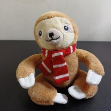 Little Town Timeless Toys Brown and Beige Sloth W/ Scarf Soft Plush Toy 6"