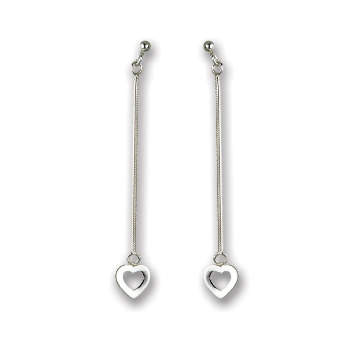 Boucles d'oreilles pendantes Coeur en argent 925 poinçonné, joaillerie de luxe