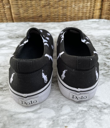 Polo Ralph Lauren uomo slip on casual sneakers Thompson all over pony nero taglia 10 - Foto 5 di 8