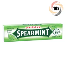 10x Packs Wrigley's Spearmint Chewing Gum ( 5 Sticks Per Pack ) Fast Shipping!