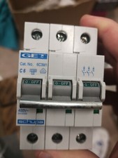 GET 6C3M1 6a Type C Triple Pole MCB 3 Three Phase Lighting Circuit Fuse x 3
