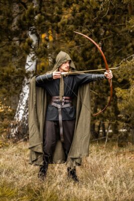 Mittelalter LARP Umhang Mimir Kapuze schwarz Leinen Kapuzenumhang Leinenumhang