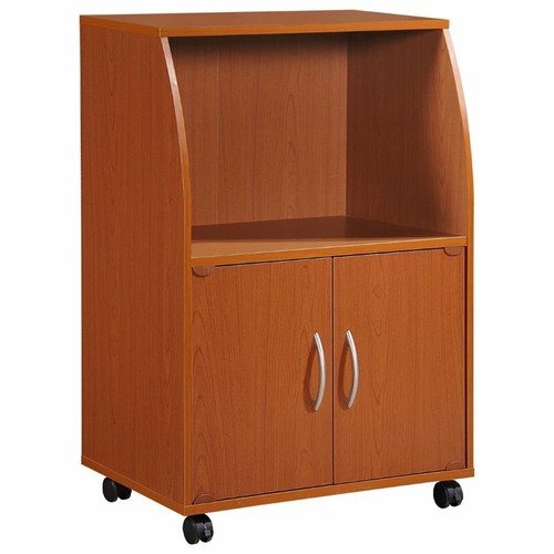 Hodedah Modern Wooden Microwave Kitchen Cart in Cherry Finish eBay