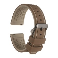 22mm Silicone Watch Strap with Black Buckle, Dark Brown