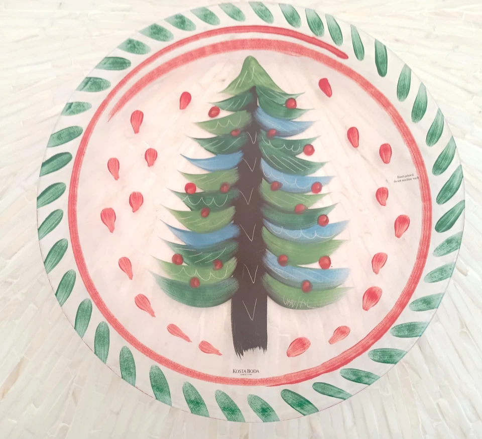 Kosta Boda glass Christmas tree serving torte platter plate Ulrica Vallien 32 cm - image 3 of 4