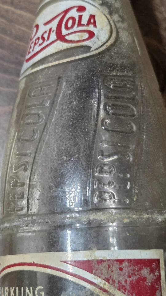 Botella de vidrio Pepsi-Cola transparente vintage de los años 50 - Richmond, VA Foto 3 de 4