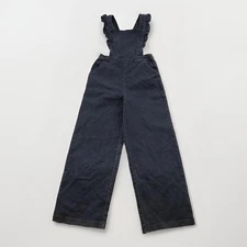 Hanna Andersson Overalls Girls 12 150 cm Blue Denim Ruffle Strap Wide Leg X Back
