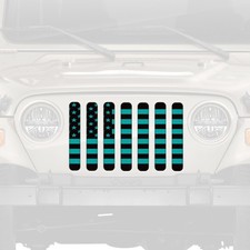 For Jeep Tj 97-06 1-pc American Flag Style Blackteal Perforated Main Grille