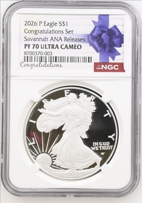 2026 P PROOF SILVER EAGLE NGC PF70 CONGRATULATIONS SET Savannah