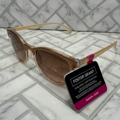 NWT Foster Grant Sunglasses TATIANA Fashion Round Gold & Bronze Frames