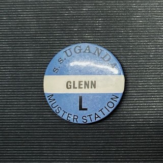 Vintage S.S. Uganda Muster Station L Pin Badge: Glenn Cruise Ship Memorabilia