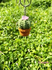 Crochet Cactus Keychain, Handmade Bag Charm, Cute Plant Lover Gift