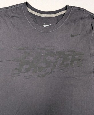 Men's Tshirt Nike Large Dark Gray ''Faster'' Sh/Slv Regular Fit Tagless 28''L EUC