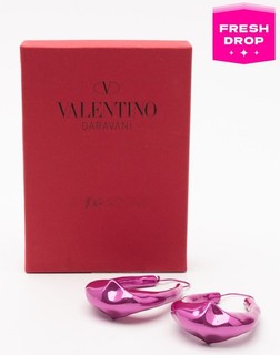 RRP€897 VALENTINO GARAVANI Hoop Earrings Pink Hook Fastening