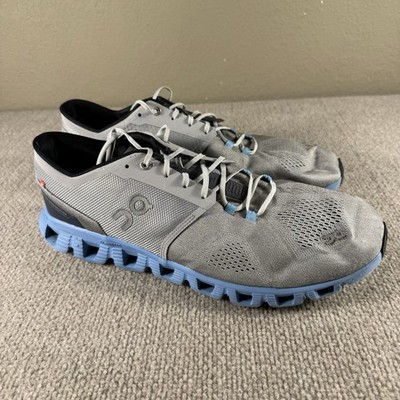 On Cloud X Shoes Mens Size 14 Gray Blue Alloy Niagara Road Running Gym Sneakers