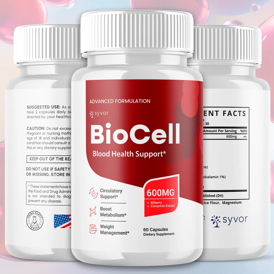 (Paquete de 2) Vitamina de glucógeno biocelular Biocell Blood Health Support 120 cápsulas Foto 4 de 4