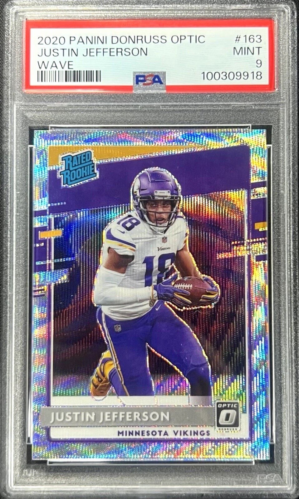 Panini 2020 Donruss Optic Rated Rookies Justin Jefferson #163 Wave /199 PSA 9