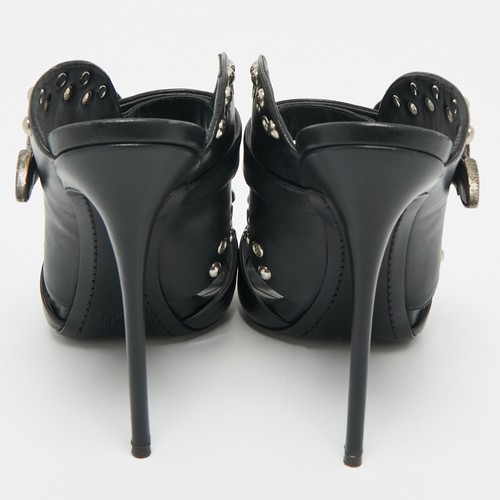 Giuseppe Zanotti Black Leather Studded Buckle Slide Sandals Size 38 - Picture 5 of 9