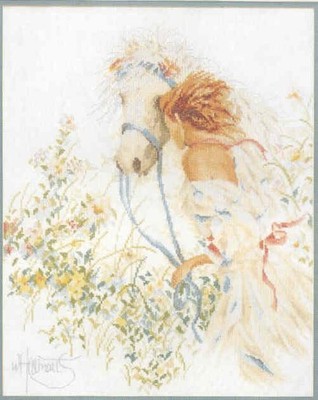 Lanarte Cross Stitch Kit Horse & Flowers 33829
