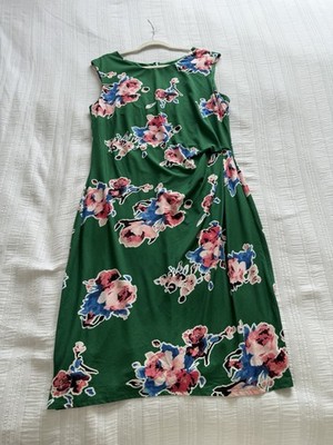 Studio 8 Phase Eight Green Pink Blue Floral Jersey Sleeveless Dress Size 18 20