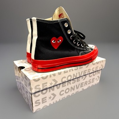 Convere Comme de Garcons Play Chuck Taylor Hi Black Sneakers Size 8 Men s Shoes