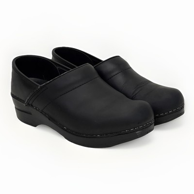   EUC Dansko Professional Black Leather Work Occupational Clogs EU 38 US 7