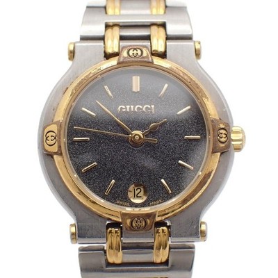 Gucci 9000L Quartz Women's Watch, Two-Tone, Gray Dial, Butterfly Buckle japan