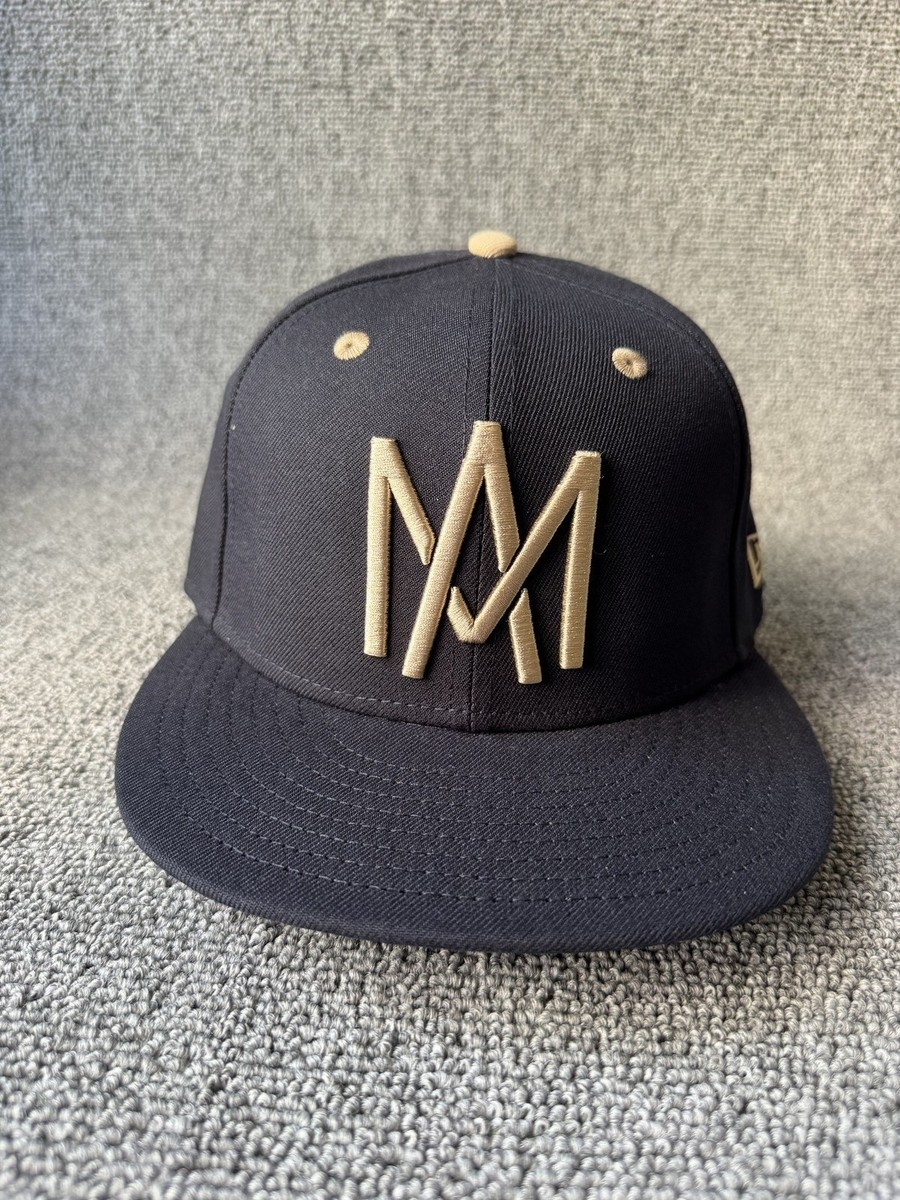 New Era MM 59FIFTY Fitted Flat Brim Navy Tan Hat 6 7 8