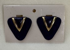 Vintage 1980  s Purple Velvet Faux Leather Gold Tone Shoe Clips Or Craft Jewelry