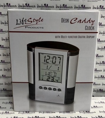 Lifestyle Products Desk Caddy Clock With Multi-Function Digital Display