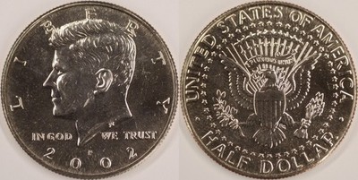 United States 2002 P 50 Cents Kennedy Half Dollar KM#202b Clad Seal Eagle
