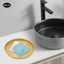 6Pcs Round Serving Trays, Stainless Steel Table Tray, Gold Decorative Tray