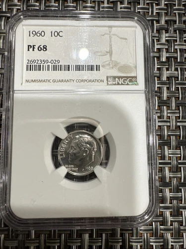 1960 Silver Proof Roosevelt Dime 10 Cents NGC Certified PF 68 Coin