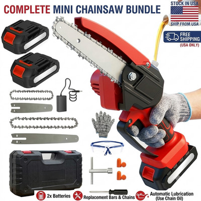 Mini Chainsaw Cordless 4 6 Inch Electric Battery Powered Handheld Chainsaw 1 Pac