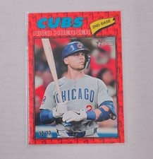 2022 Topps Heritage Red Border Nico Hoerner #28 /77 Chicago Cubs Baseball Card